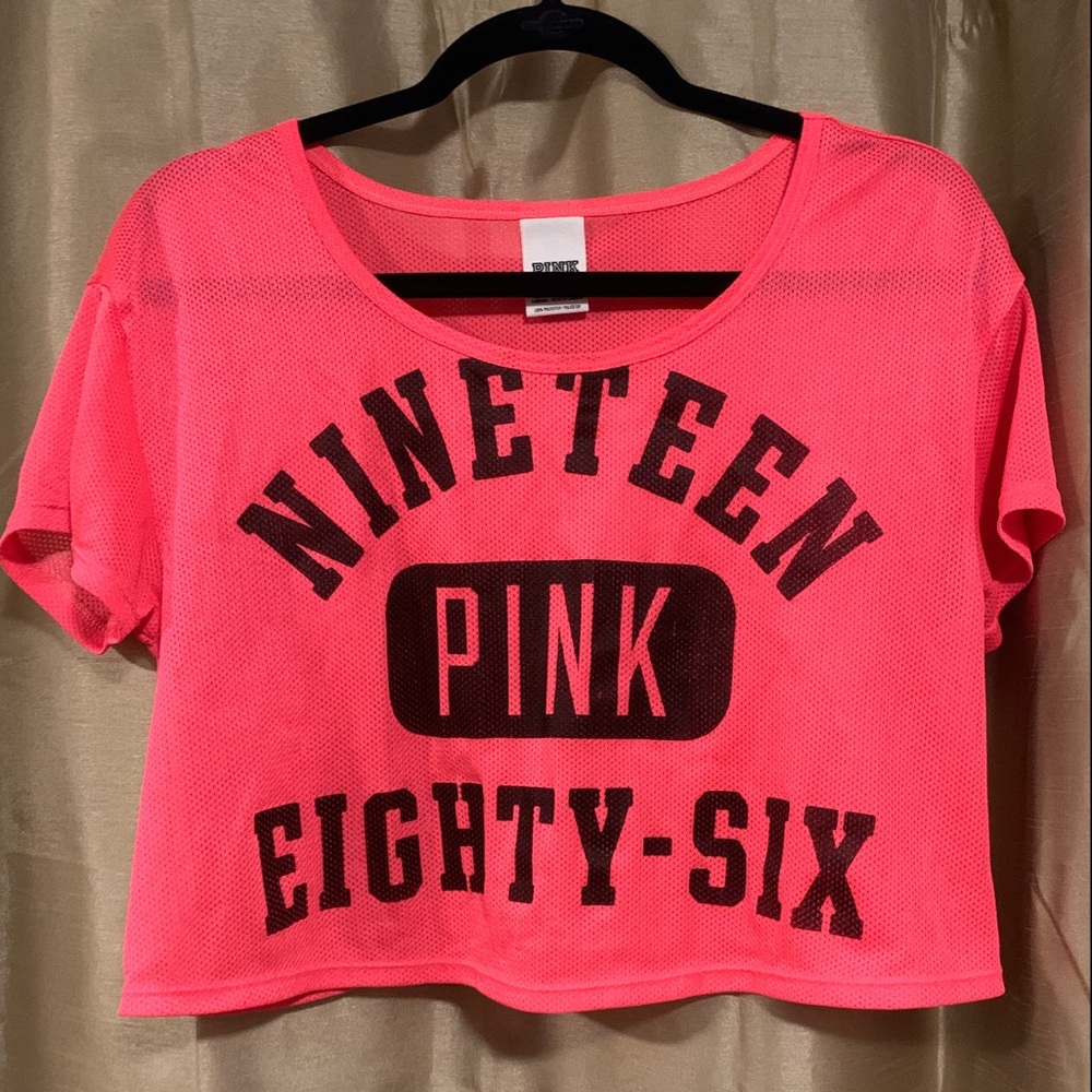 🎀VS PINK-Cropped-Mesh-Bright Pink-Jersey🎀